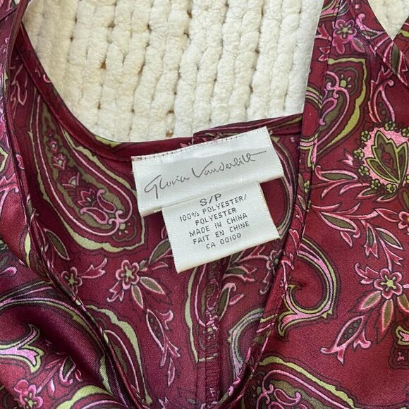 Women's Burgundy Paisley Slip Dress - Size Small - Picture 2 of 3